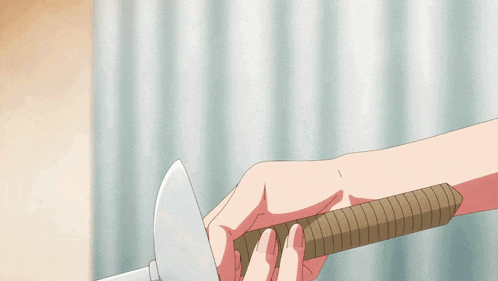Akane practicing sword work